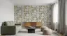 Olive Green Tropical Coastal Stamp Pattern Wallpaper 8