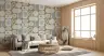 Olive Green Tropical Coastal Stamp Pattern Wallpaper 6