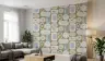 Olive Green Tropical Coastal Stamp Pattern Wallpaper 7
