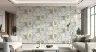 Tropical Coastal Motif Wallpaper with Vintage Stamps 7