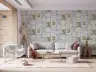 Tropical Coastal Motif Wallpaper with Vintage Stamps 8