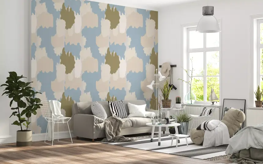 Soft Blue Abstract Wallpaper Boho Coastal Wallpaper