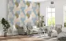 Abstract Earthy Blue Olive Beige Forms Wallpaper 6