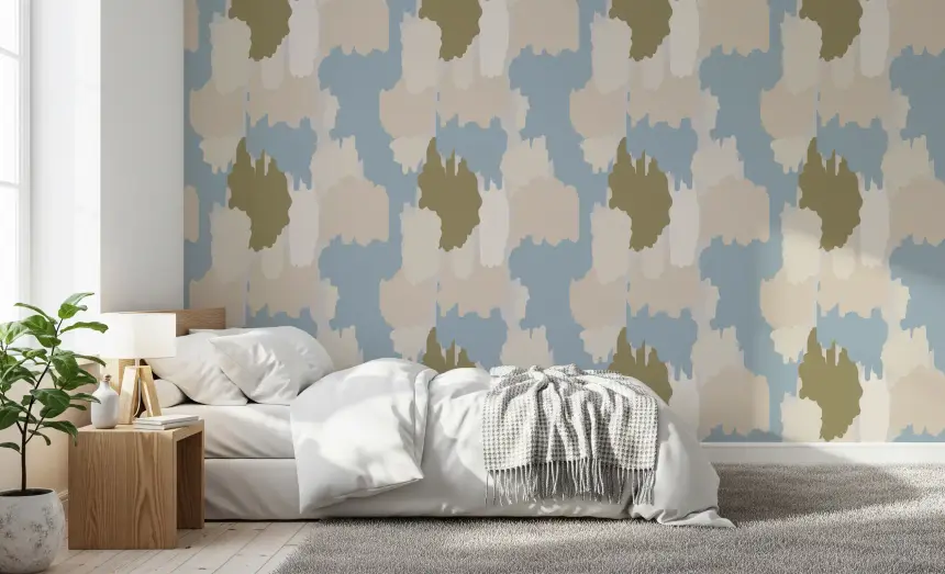 Soft Blue Abstract Wallpaper Boho Coastal Wallpaper