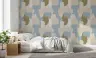Abstract Earthy Blue Olive Beige Forms Wallpaper 8