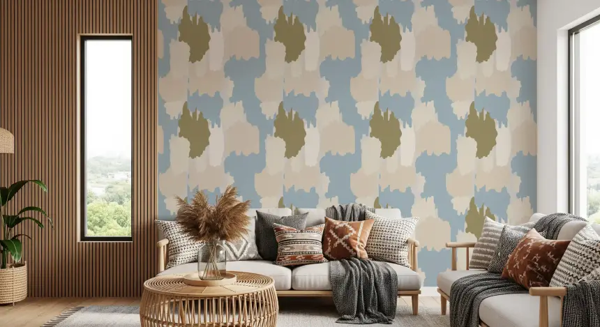 Soft Blue Abstract Wallpaper Boho Coastal Wallpaper
