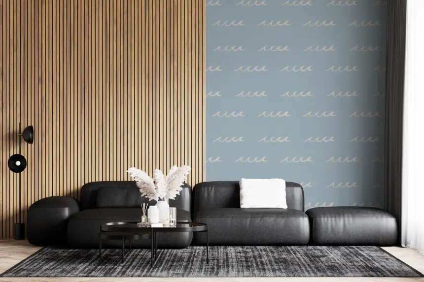 Soft Blue Wave Wallpaper Boho Coastal Wallpaper