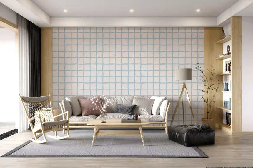 Olive Green Grid Wallpaper Boho Coastal Wallpaper