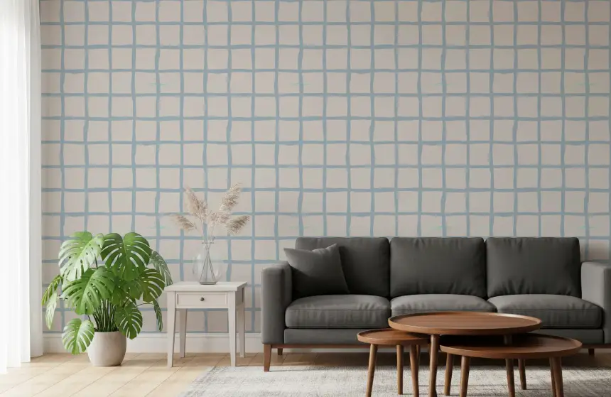 Olive Green Grid Wallpaper Boho Coastal Wallpaper
