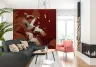 Majestic Cranes on Crimson Cloud Wall Mural 8