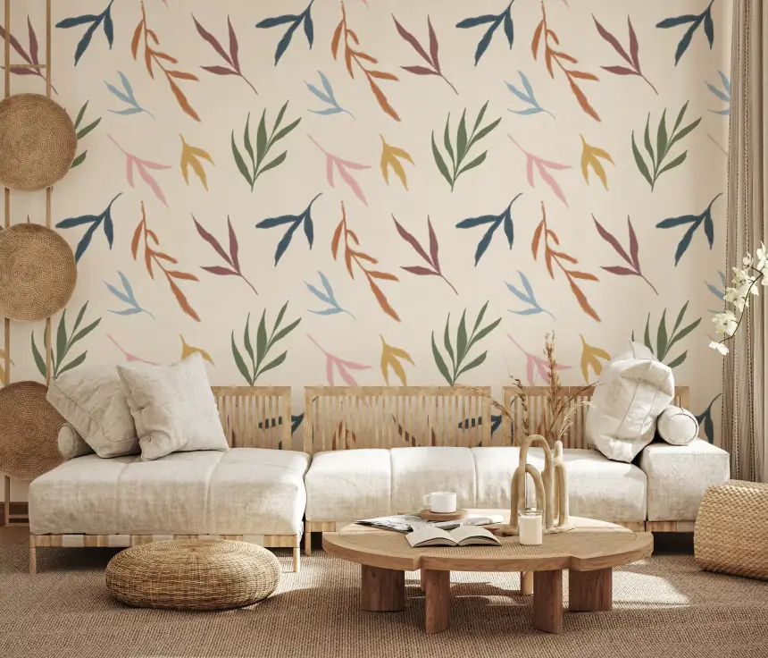 Tropical Painted Leaves Wallpaper