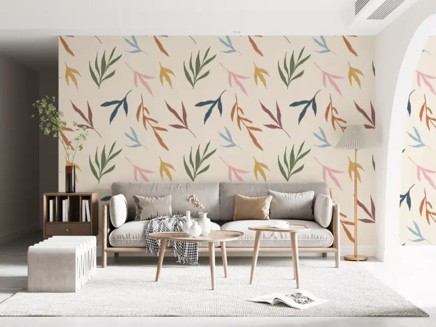Tropical Painted Leaves Wallpaper