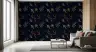 Contemporary Painted Leaves Navy Botanical Wallpaper 8