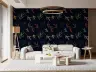 Contemporary Painted Leaves Navy Botanical Wallpaper 6