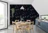 Contemporary Painted Leaves Navy Botanical Wallpaper 7