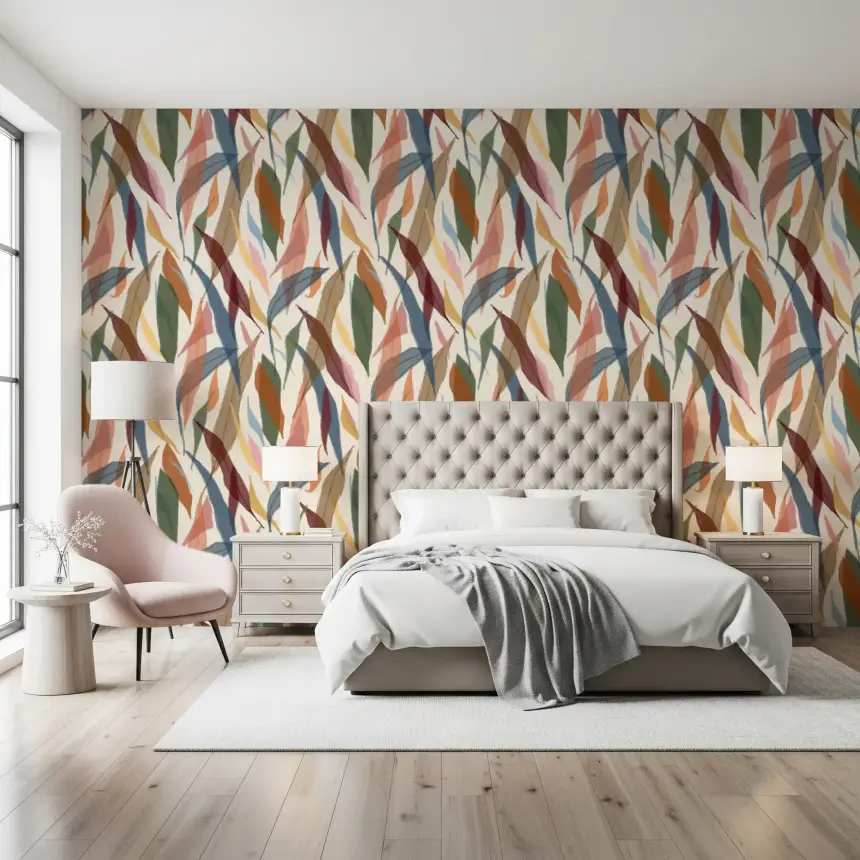 Tropical Painted Foliage Wallpaper