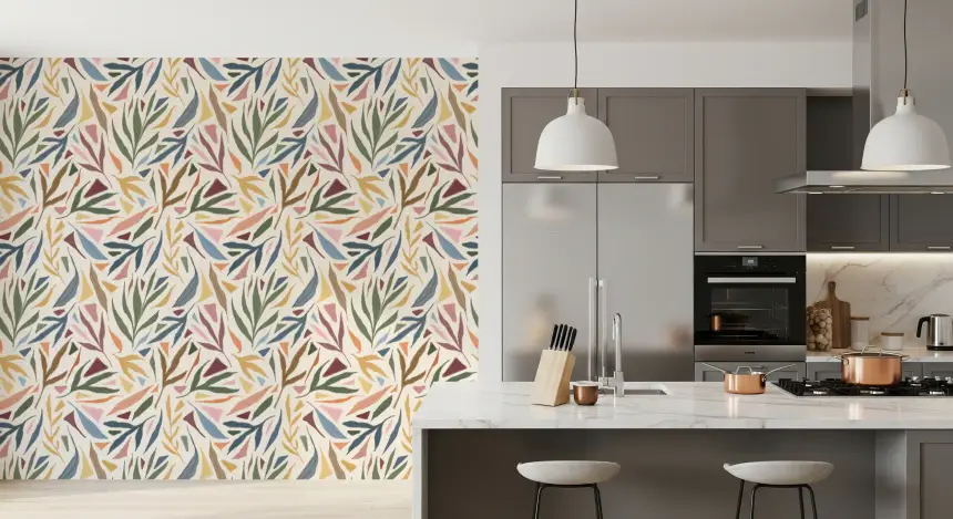 Tropical Painted Collage Wallpaper