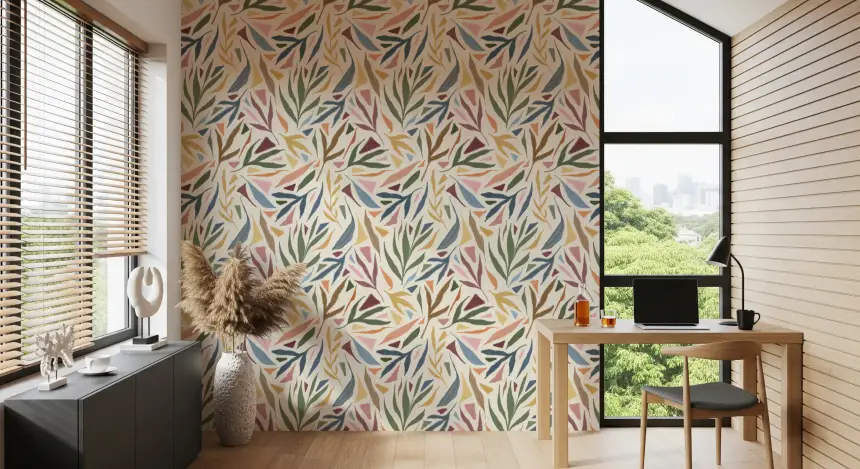 Tropical Painted Collage Wallpaper