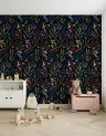 Abstract Dark Botanical Leaf Pattern Wallpaper 7