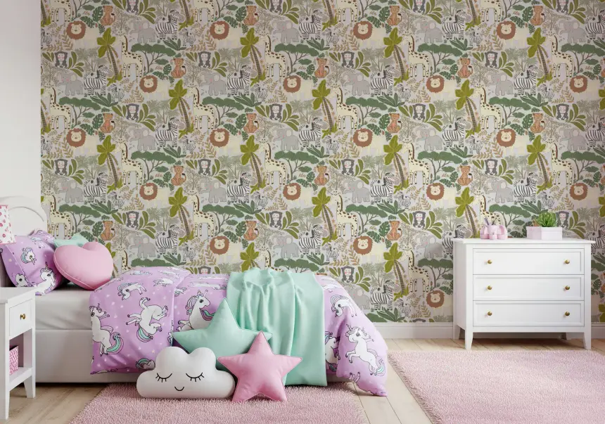 Whimsical Safari Pals Wallpaper