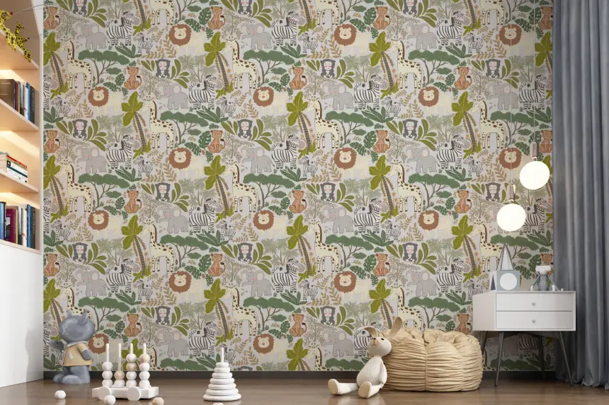Whimsical Safari Pals Wallpaper