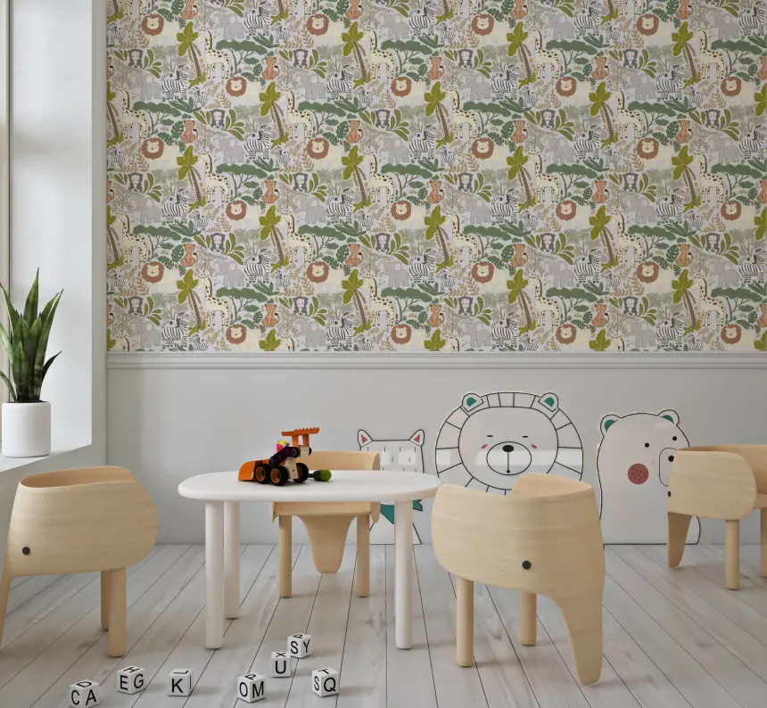 Whimsical Safari Pals Wallpaper