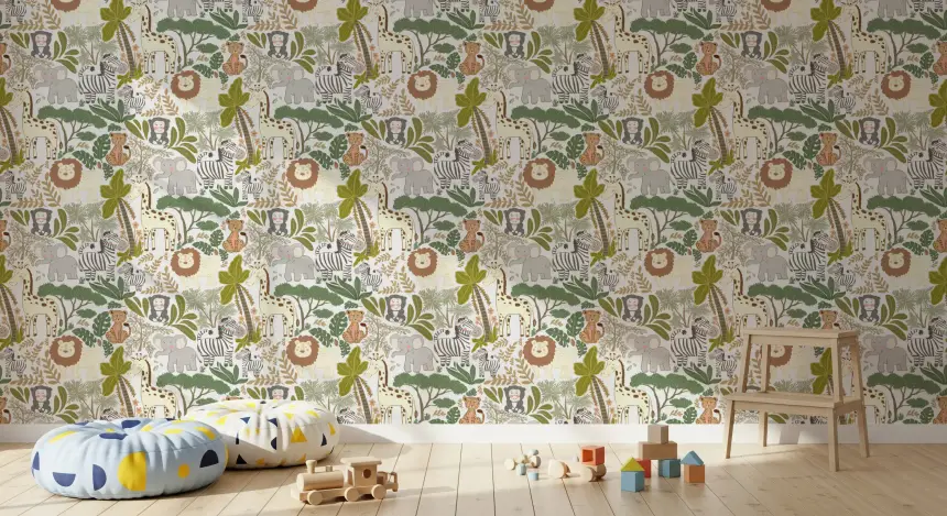 Safari Friends' Playful Jungle Wallpaper