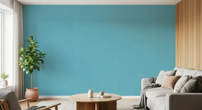 Blue Linen Texture Wallpaper Mid Century Modern Wallpaper