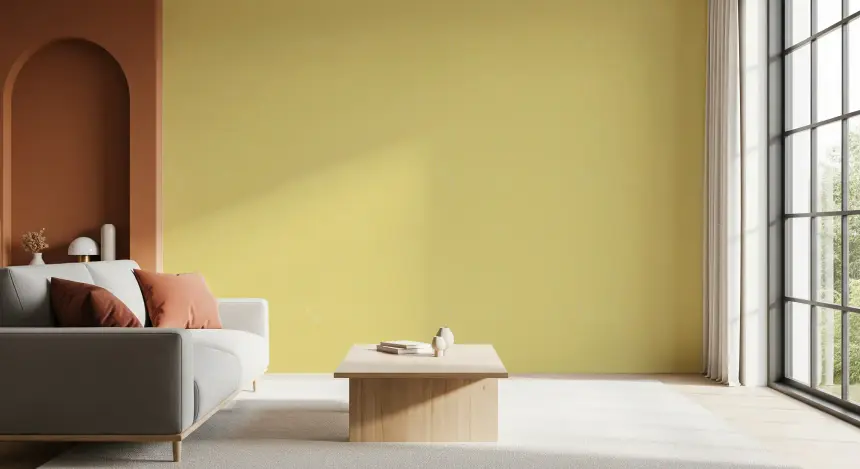 Butter Yellow Linen Texture Wallpaper Mid Century Modern Wallpaper