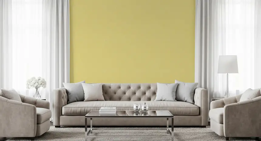 Butter Yellow Linen Texture Wallpaper Mid Century Modern Wallpaper