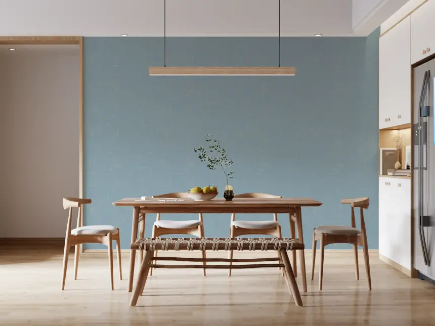 Dusty Blue Linen Texture Wallpaper Mid Century Modern Wallpaper