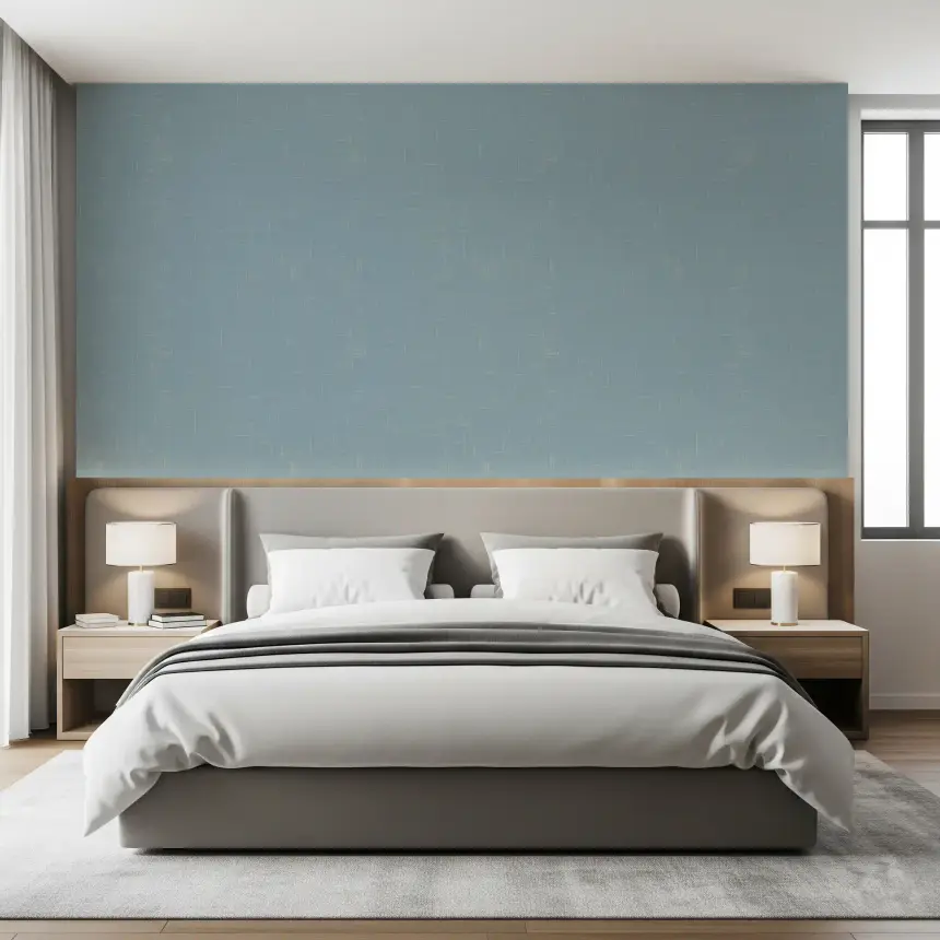 Dusty Blue Linen Texture Wallpaper Mid Century Modern Wallpaper