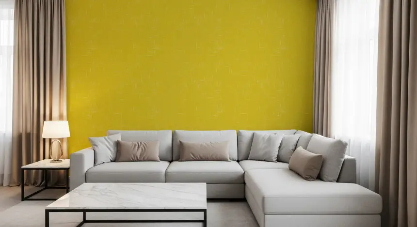 Mustard Linen Texture Wallpaper Mid Century Modern Wallpaper