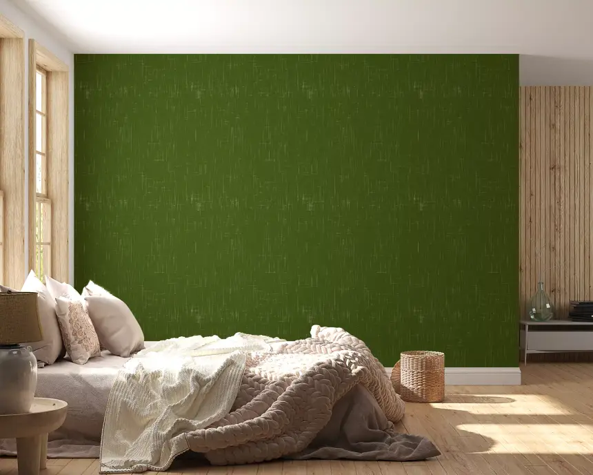 Olive Green Linen Texture Wallpaper Mid Century Modern Wallpaper