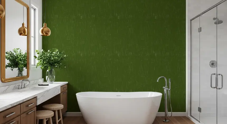 Olive Green Linen Texture Wallpaper Mid Century Modern Wallpaper
