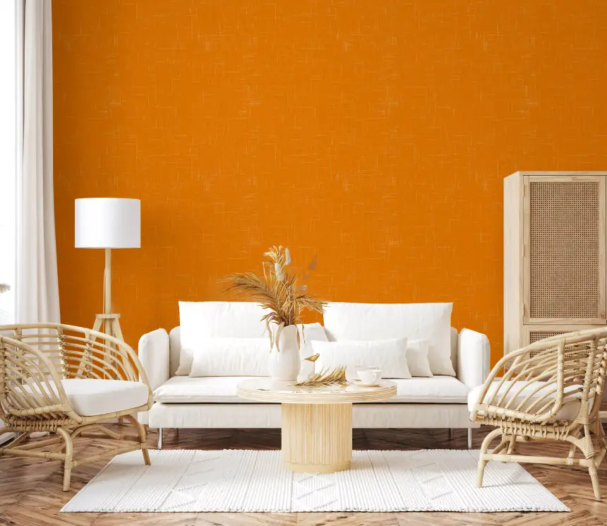 Orange Linen Texture Wallpaper Mid Century Modern Wallpaper