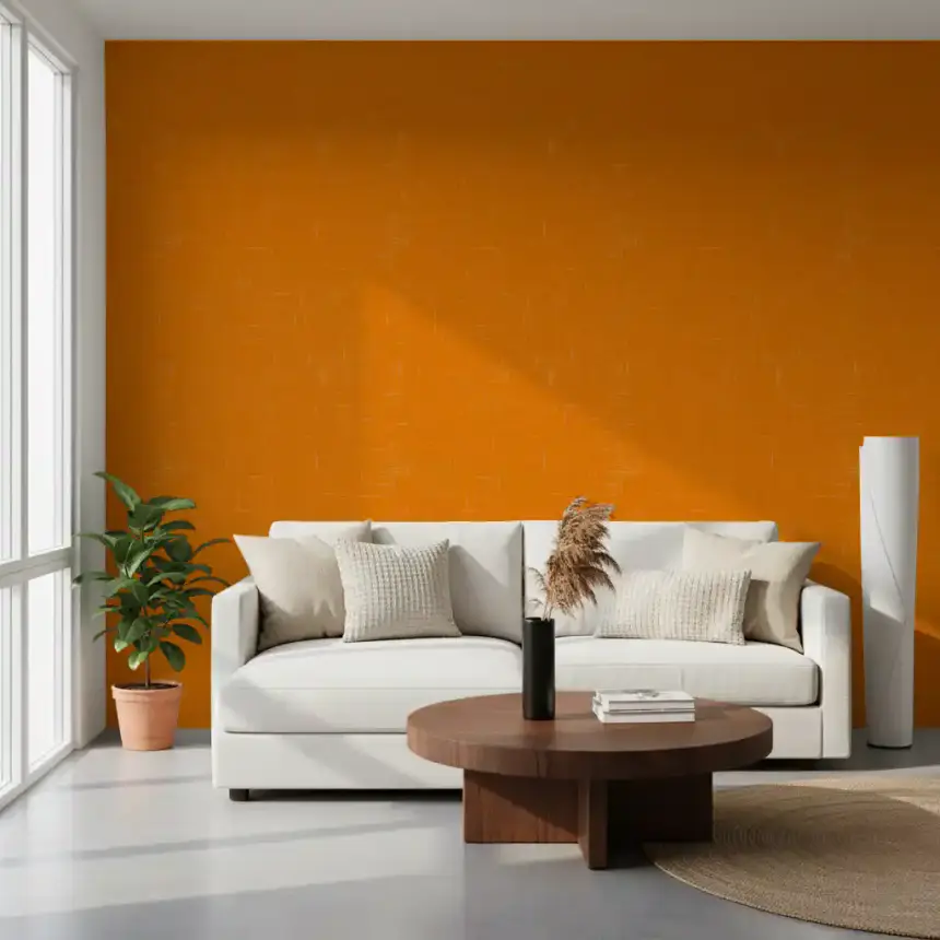 Orange Linen Texture Wallpaper Mid Century Modern Wallpaper