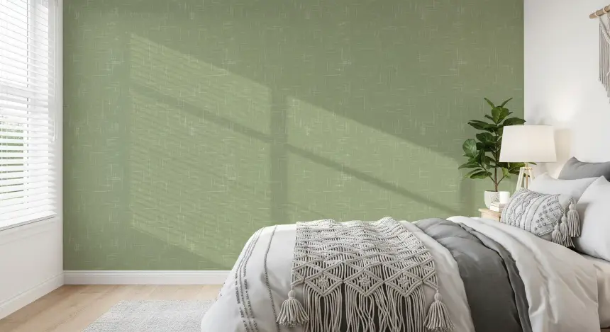 Sage Green Linen Texture Wallpaper Mid Century Modern Wallpaper