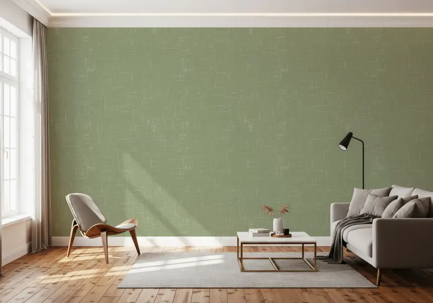 Sage Green Linen Texture Wallpaper Mid Century Modern Wallpaper