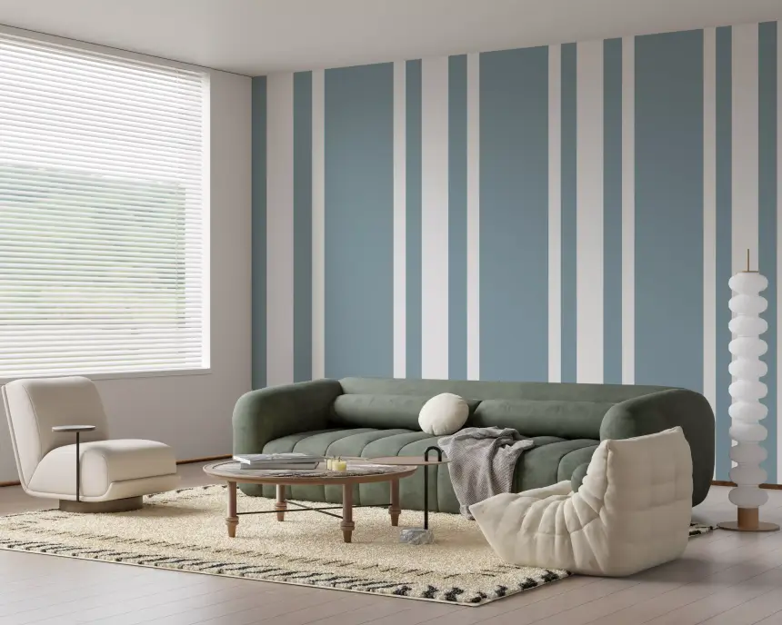 Blue Grey Ticking Stripe Wallpaper Farmhouse Wallpaper