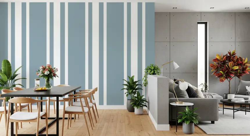 Blue Grey Ticking Stripe Wallpaper Farmhouse Wallpaper