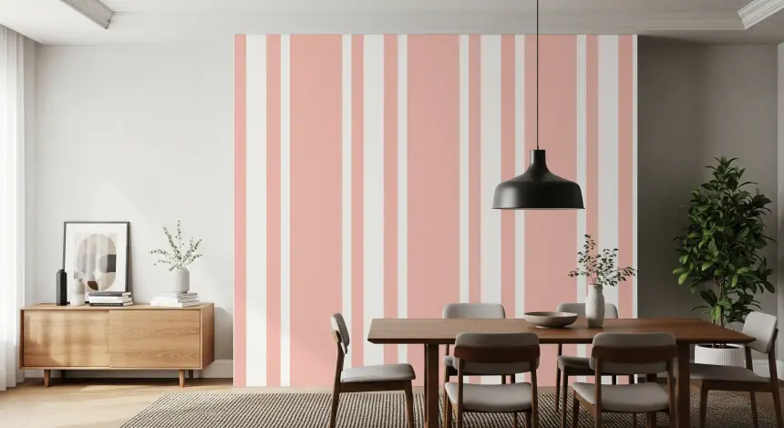 Blush Pink Ticking Stripe Wallpaper Farmhouse Wallpaper
