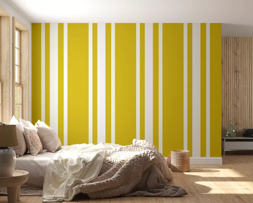 Mustard Ticking Stripe Wallpaper Farmhouse Wallpaper