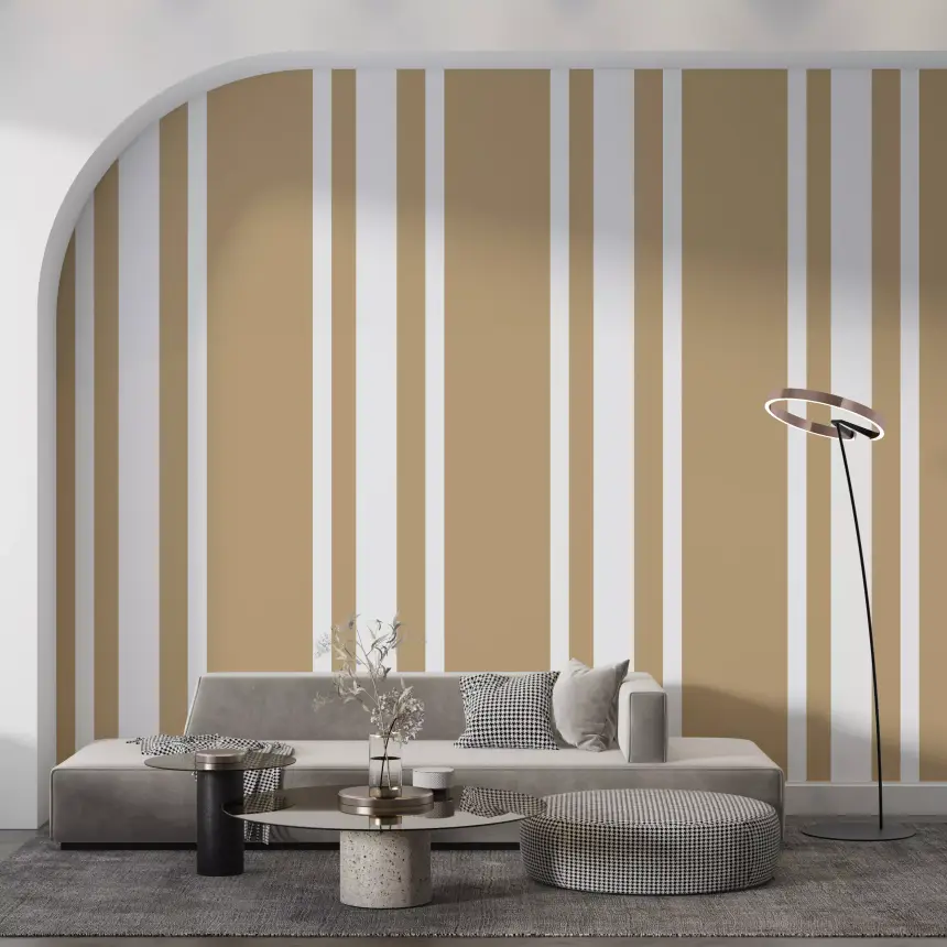 Taupe Ticking Stripe Wallpaper Neutral Farmhouse Wallpaper