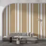 Modern Taupe and White Vertical Stripe Wallpaper 6