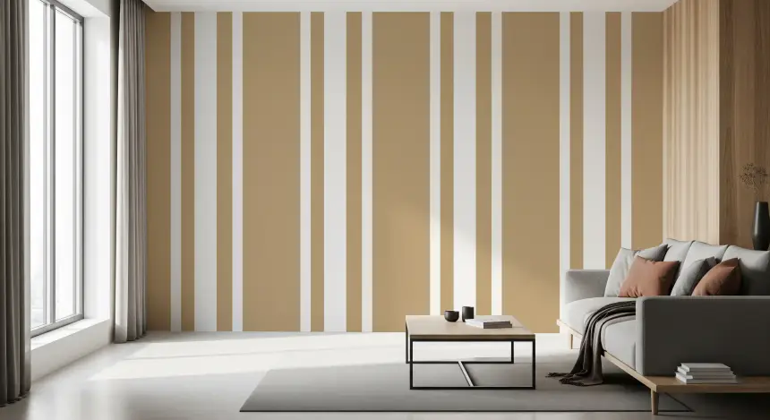 Taupe Ticking Stripe Wallpaper Neutral Farmhouse Wallpaper