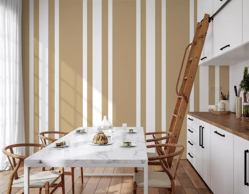 Taupe Ticking Stripe Wallpaper Neutral Farmhouse Wallpaper
