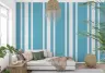 Contemporary Aqua Blue Vertical Stripe Wallpaper 6