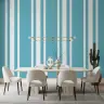 Contemporary Aqua Blue Vertical Stripe Wallpaper 8