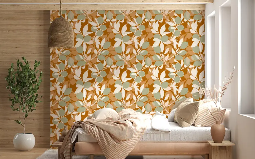 Sage Terracotta Lemon Wallpaper Mediterranean Kitchen Wallpaper